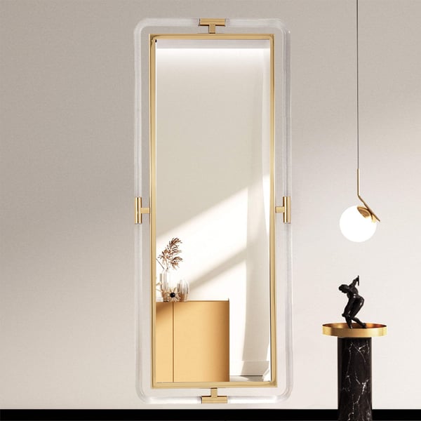 47.2"Modern Gold Full Length Large Long Wall Mirror Decor Acrylic & Metal Frame