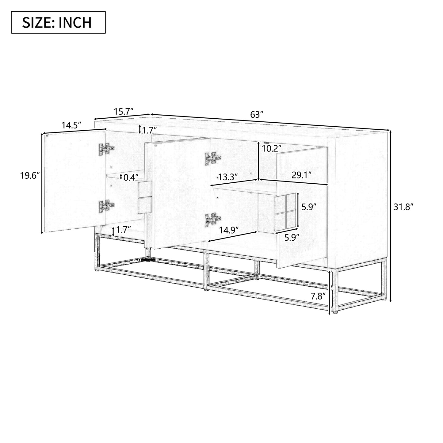 U_Style  Light Luxury Designed Cabinet with Unique Support Legs and Adjustable Shelves, Suitable for Living Rooms, Corridors, and Study Rooms.