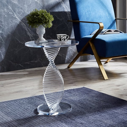 Table d'appoint ronde contemporaine en acrylique