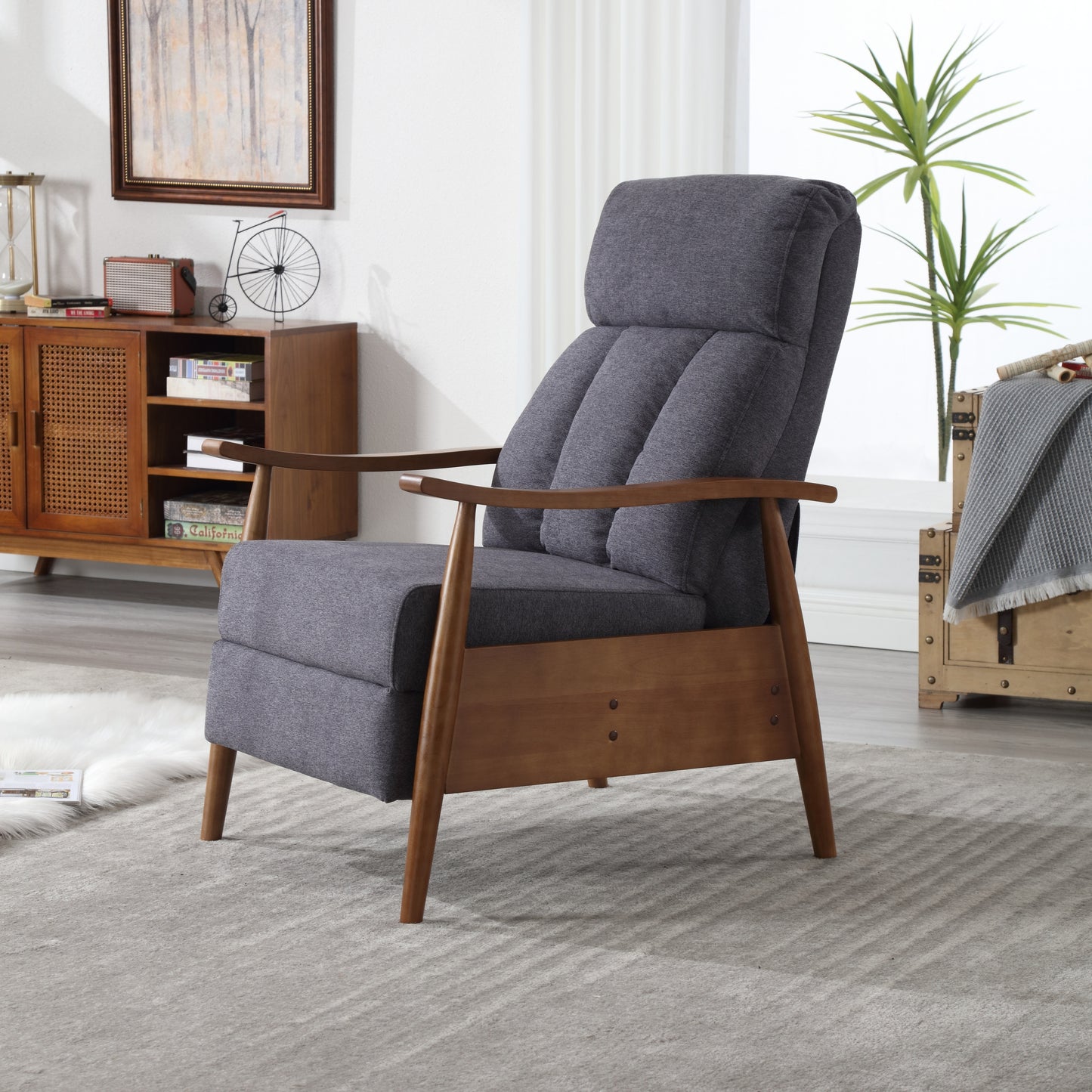 COOLMORE – fauteuil à cadre en bois, chaise d'appoint moderne, chaise longue pour le salon