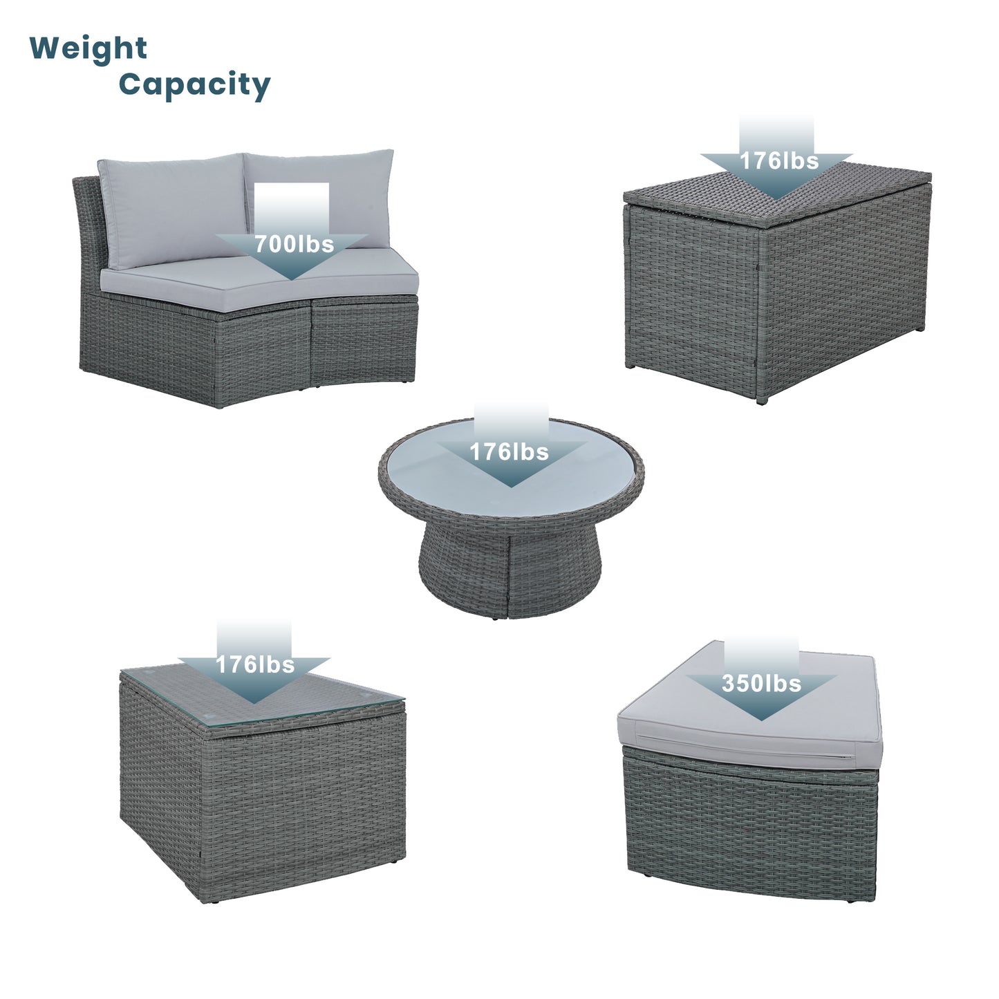 TOPMAX Ensemble de canapé d'extérieur sectionnel demi-rond en rotin 10 pièces, ensemble de meubles de conversation en osier PE pour combinaison gratuite, gris clair