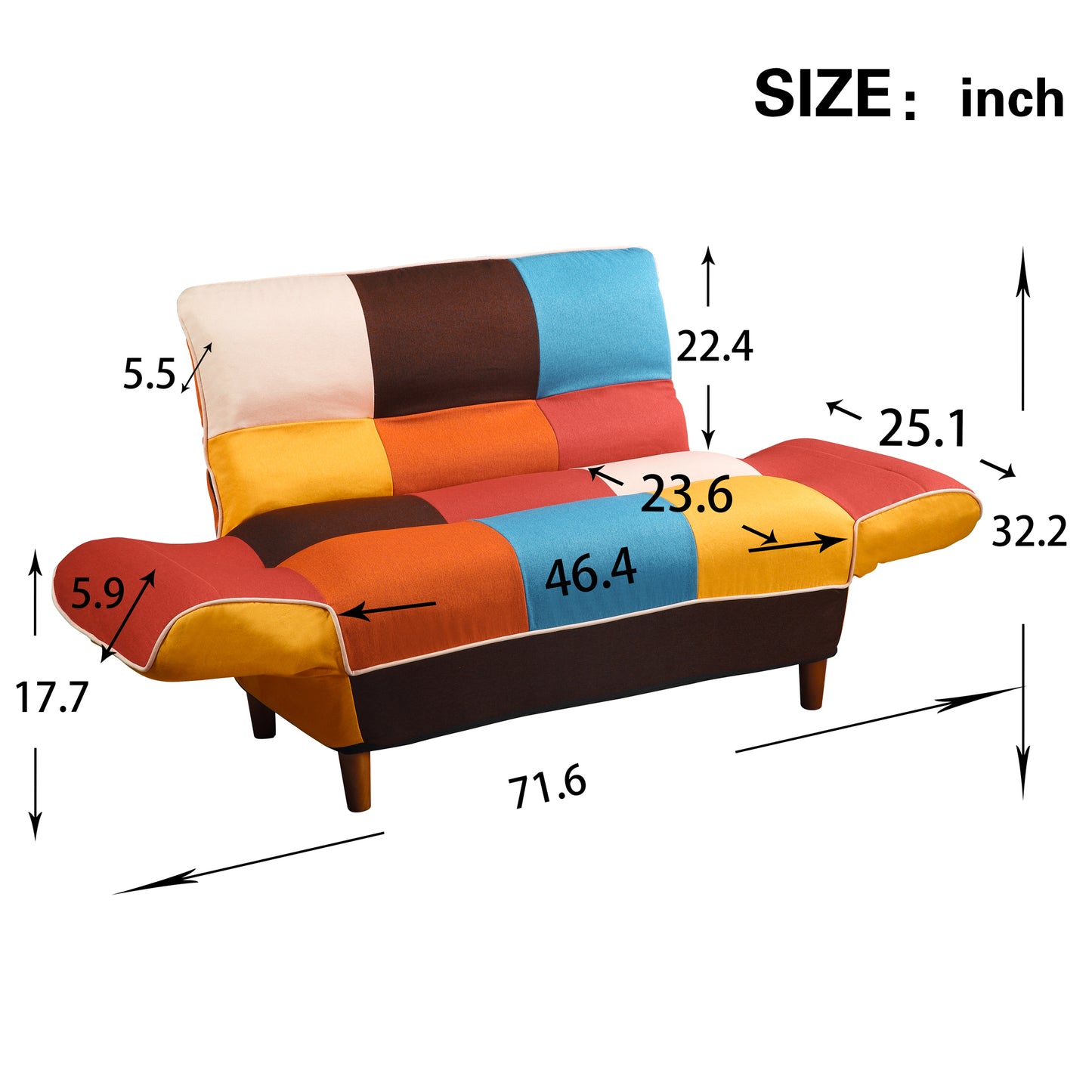 [VIDEO provided] U_STYLE Small Space Colorful Sleeper Sofa, Solid Wood Legs