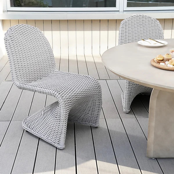 Ensemble de chaises de salle à manger d'extérieur en aluminium et rotin tressé Coastal, 2 pièces, gris