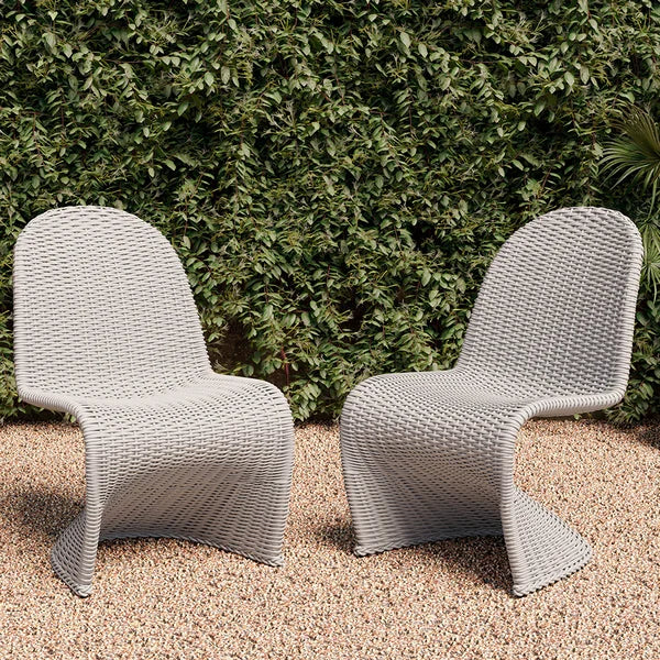 Ensemble de chaises de salle à manger d'extérieur en aluminium et rotin tressé Coastal, 2 pièces, gris