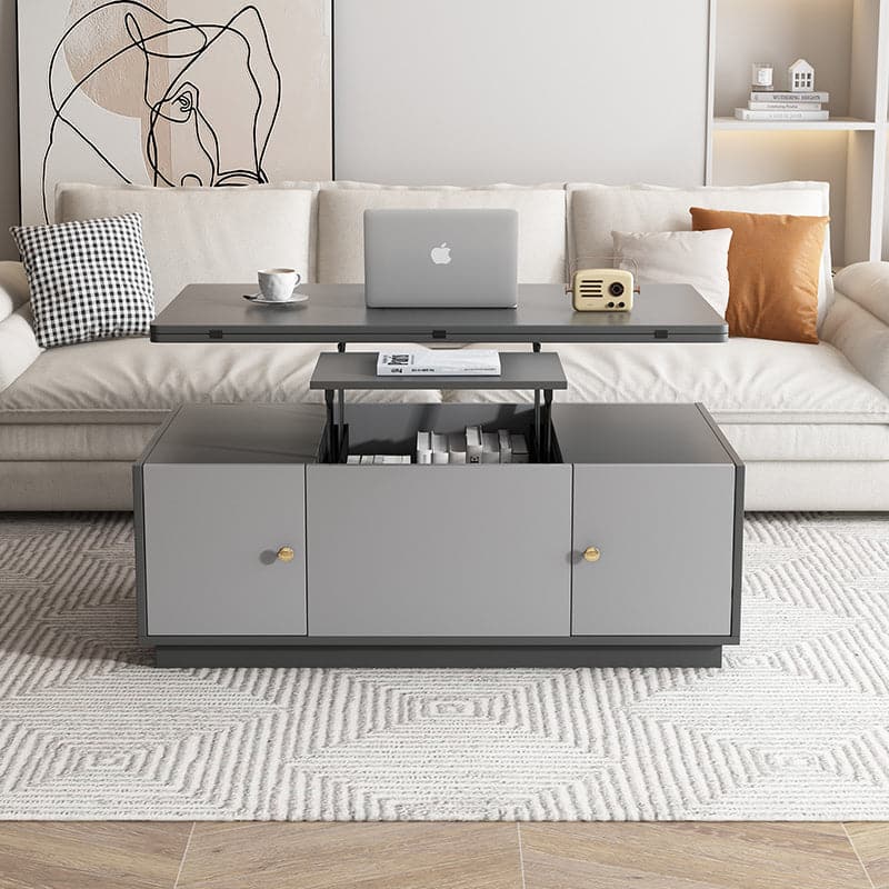 Modern Gray Multifunctional Square Lift-top Coffee Table with Storage