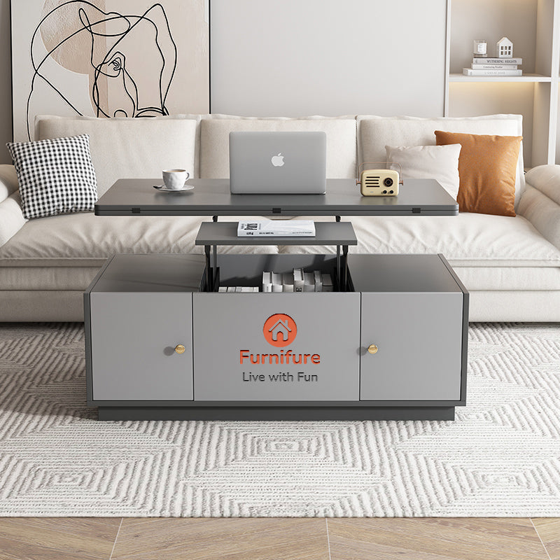 Modern Gray Multifunctional Square Lift-top Coffee Table with Storage with Furnifure Gift