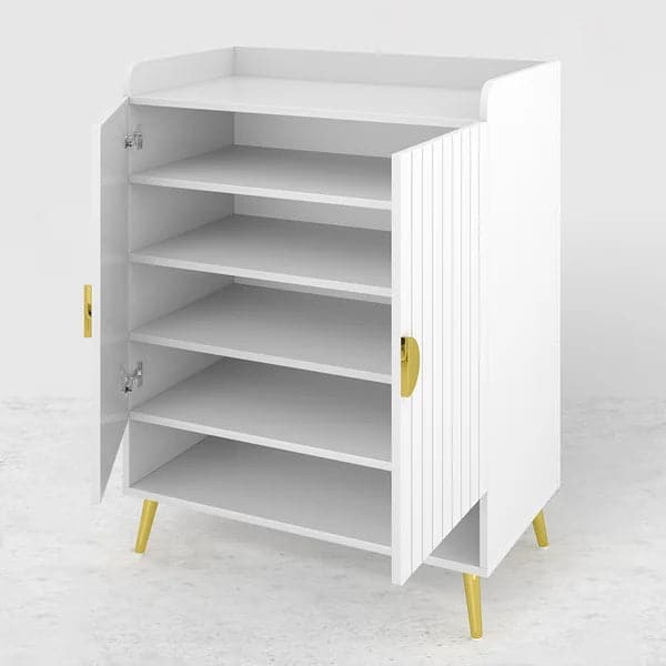 Nordic White Shoe Cabinet 5 Shelves Entryway Shoe Cabinet