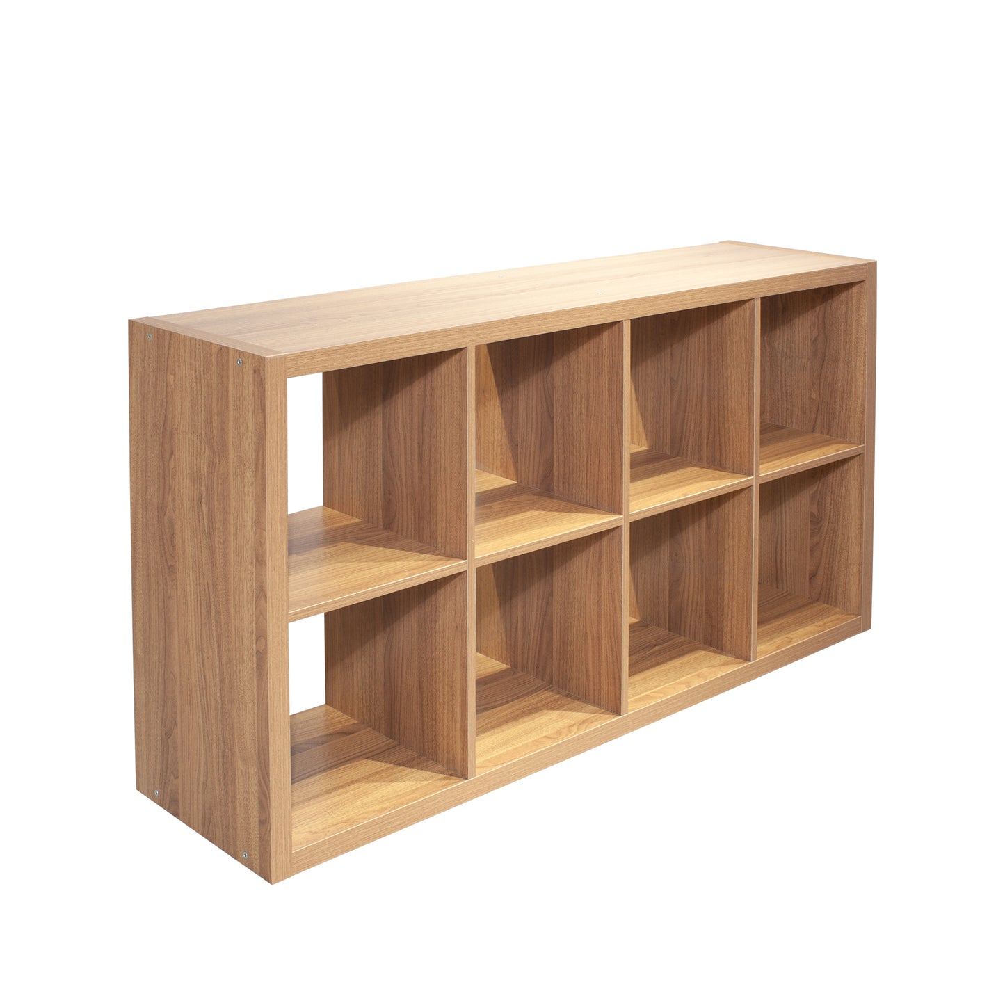 Smart Cube 8-Cube Organizer Storage with Opened Back Shelves,2 X 4 Cube Bookcase Book Shleves for Home, Office ,Walnut Color