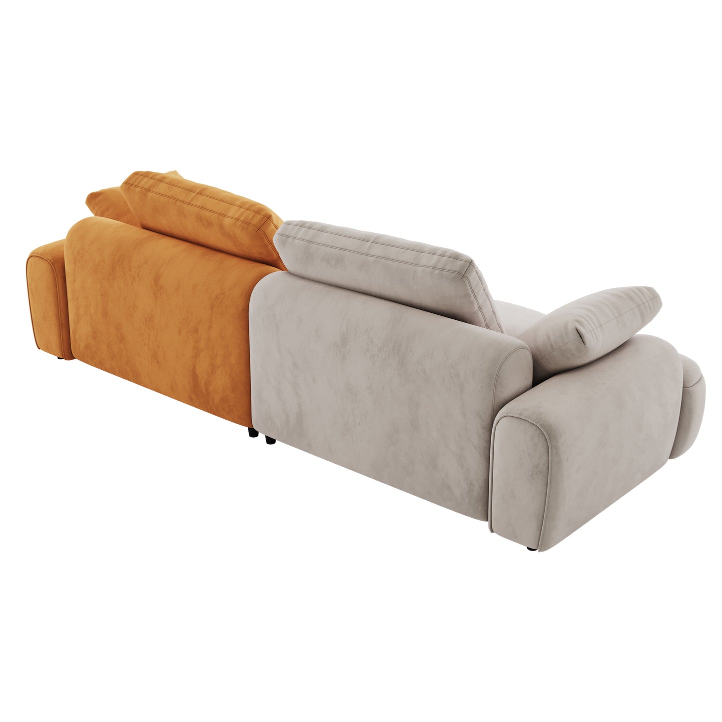 86.6″ Large size two Seat Sofa,Modern Upholstered,Beige paired with yellow suede fabric