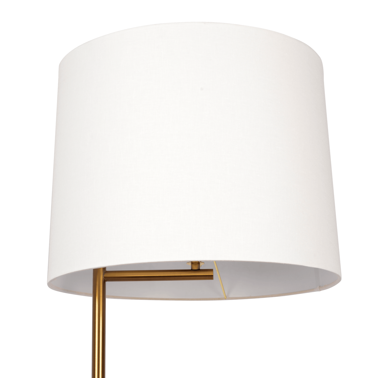 Zenith Offset Brass Base Floor Lamp with Drum-shaped Linen Shade