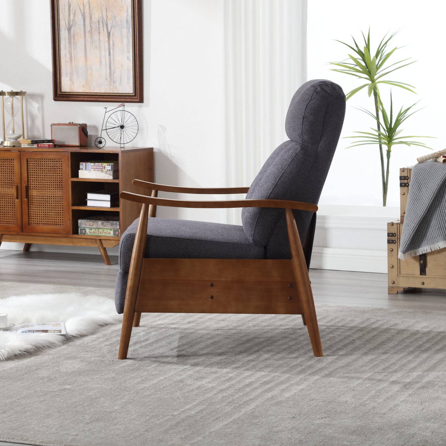 COOLMORE – fauteuil à cadre en bois, chaise d'appoint moderne, chaise longue pour le salon