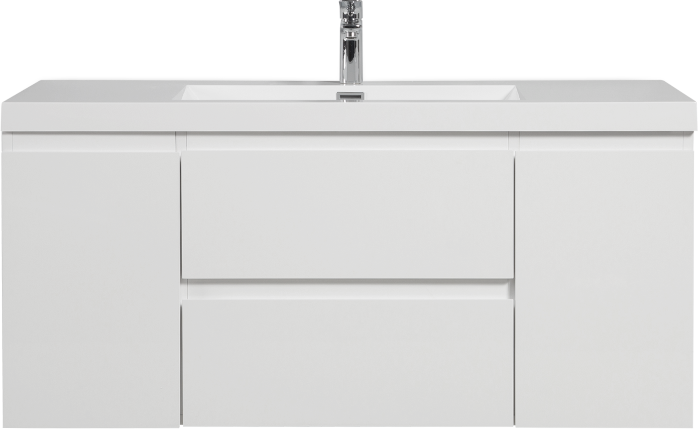 48" Floating Bathroom Vanity with Sink, Modern Wall-Mounted Bathroom Storage Vanity Cabinet with Resin Top Basin and Soft Close Drawers, Glossy White