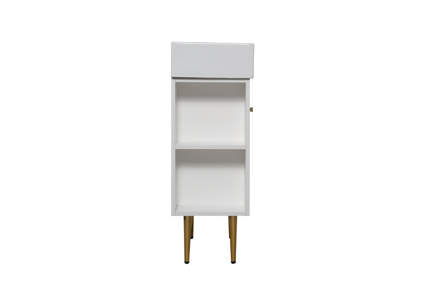 21.6" Open-shelving Bathroom Vanity with Ceramic Sink, Cloakroom Open Shelf Storage Cabinet, White Ceramic Countertop with Soft-Closing Door on the Right Side, 23VB06-21WHR