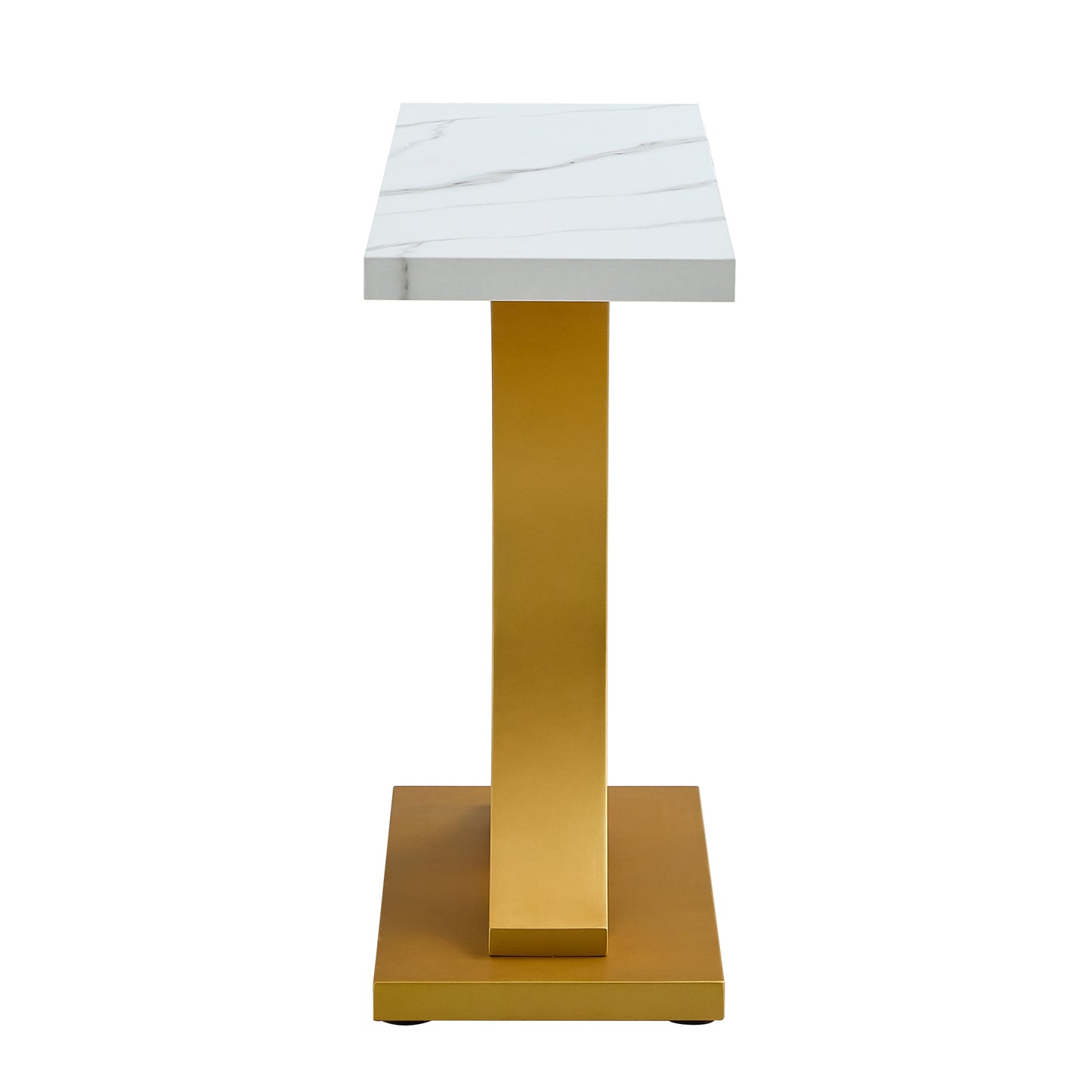 Chic Minimalist Foyer Table with White Surface and Gold Base - Ideal for Entryways