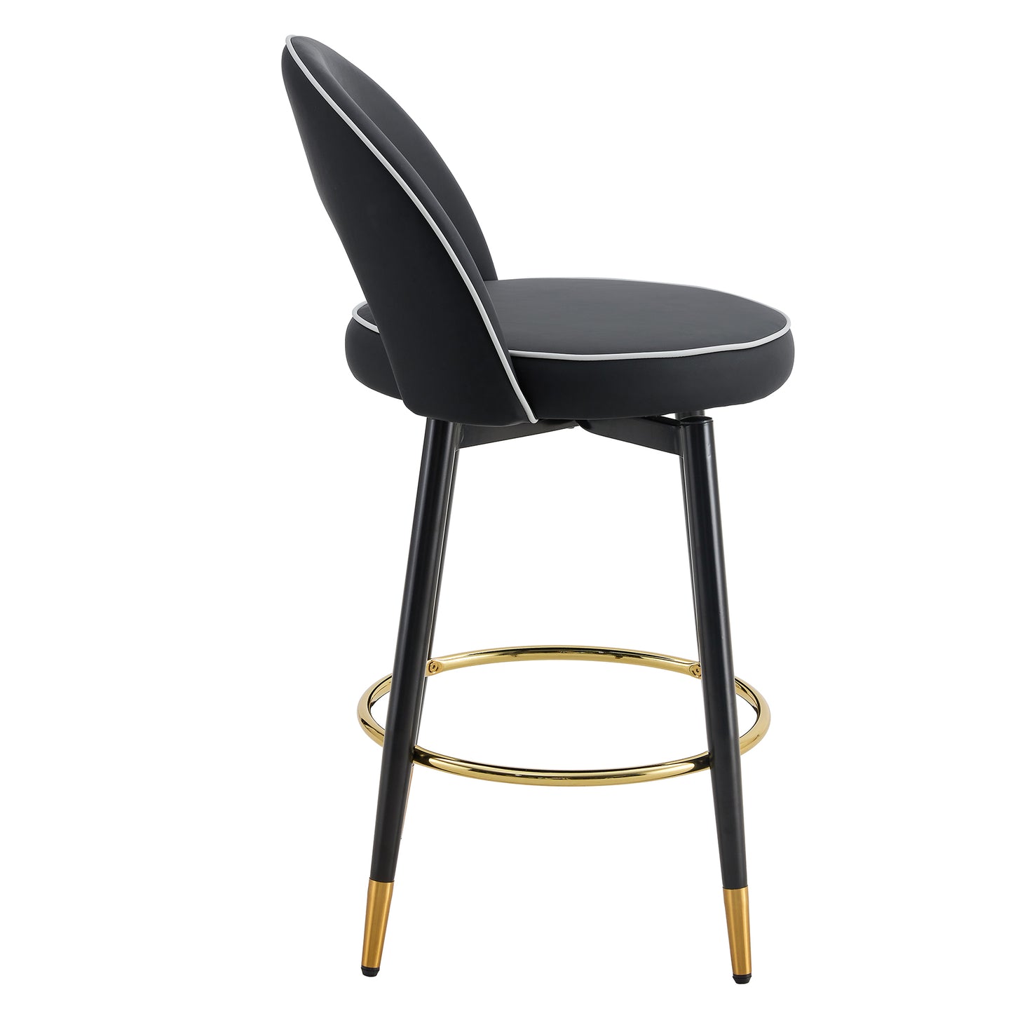 Contemporary 360° Rotatable Bar Chair Set of 2 - PU Upholstered with Beautiful Metal Legs Great for Dining Room