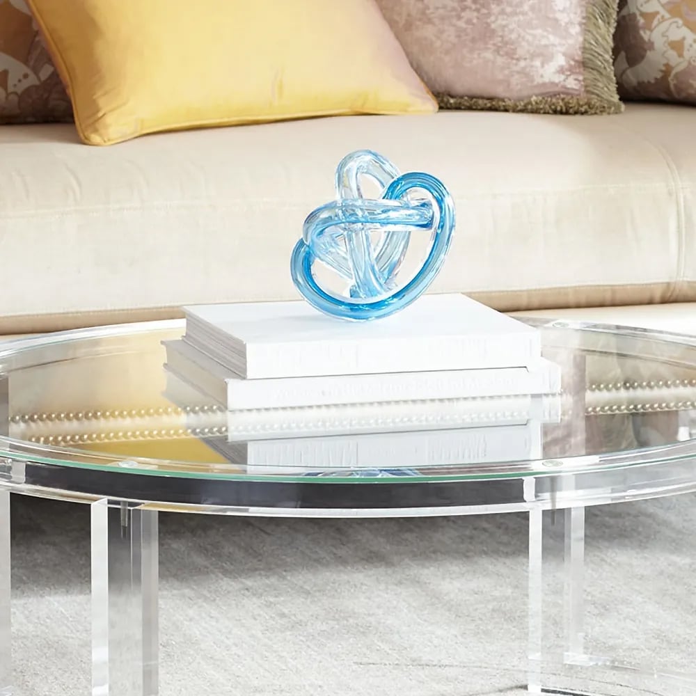 31.5" Modern Round Acrylic Coffee Table for Living Room with Tempered Glass Top