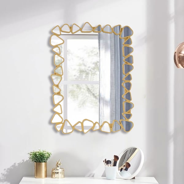 31.5" x 23.6" Modern Large Gold Rectangle Irregular Pebble Wall Mirror Decor Living Room