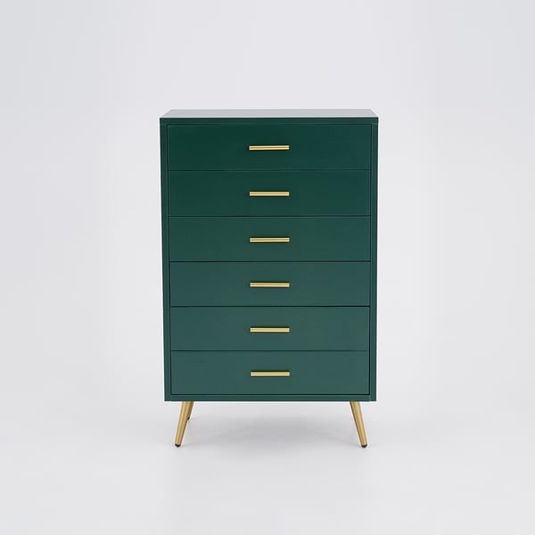 Modern Wood Dresser with 4 Drawers in Green Storage Chest for Bedroom