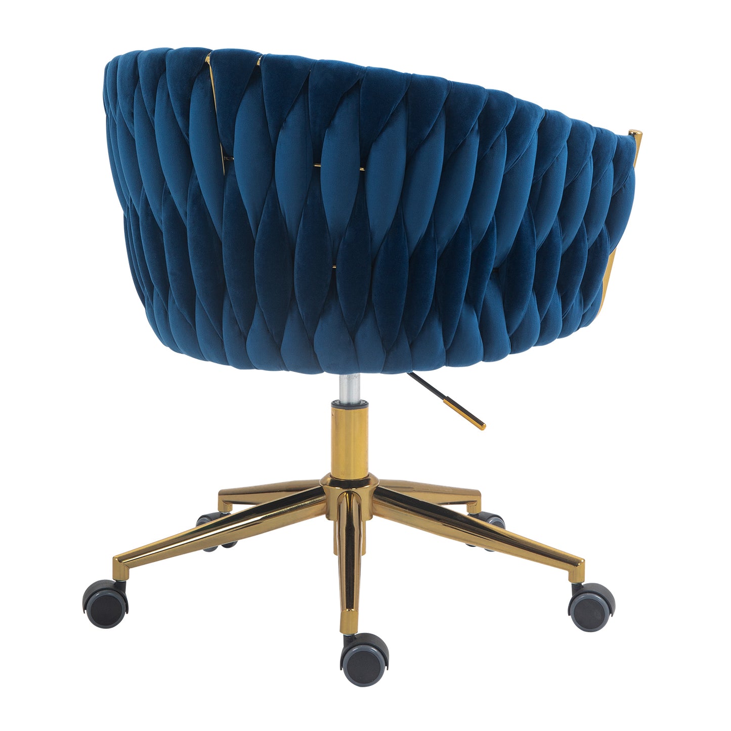 Modern design the backrest is hand made woven Office chair,Vanity chairs with wheels,Height adjustable,360° swivel for bedroom, living room(BLUE)