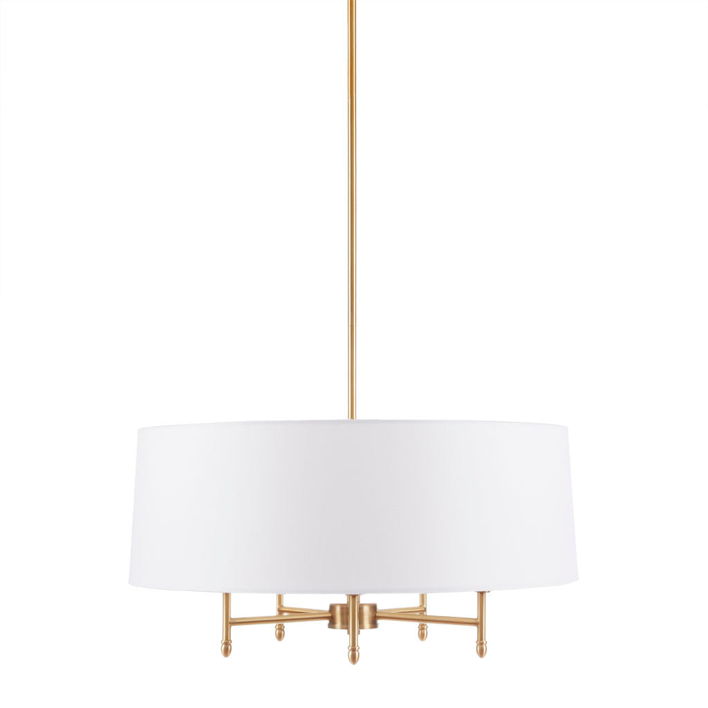 5-Light White Drum Shade Chandelier