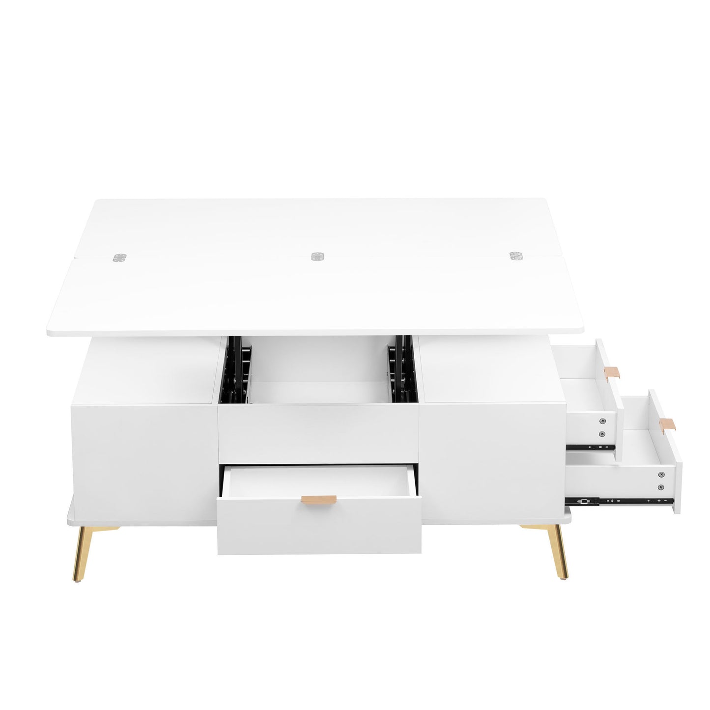 Modern Lift Top Coffee Table Multi Functional Table with Drawers in  White