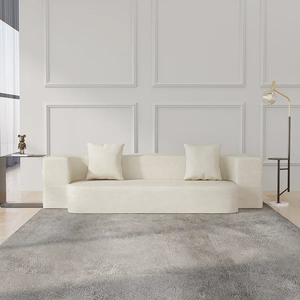 79 Inches Beige Modern Folding Sofa Bed Leath-Aire Upholstered Full Sleeper