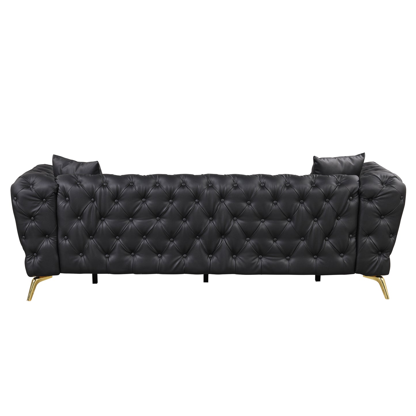 88.5" Modern Sofa Couch PU Upholstered Sofa with Sturdy Metal Legs, Button Tufted Back, 3 Seater Sofa Couch for Living Room,Apartment,Home Office, Black