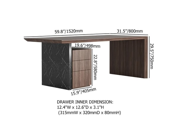 Modern Wooden Desk Home Office Desk with Filing Cabinet