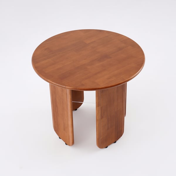 35" Japandi Storage Dining Room Table Cherry Round Wood Table for 4 Person