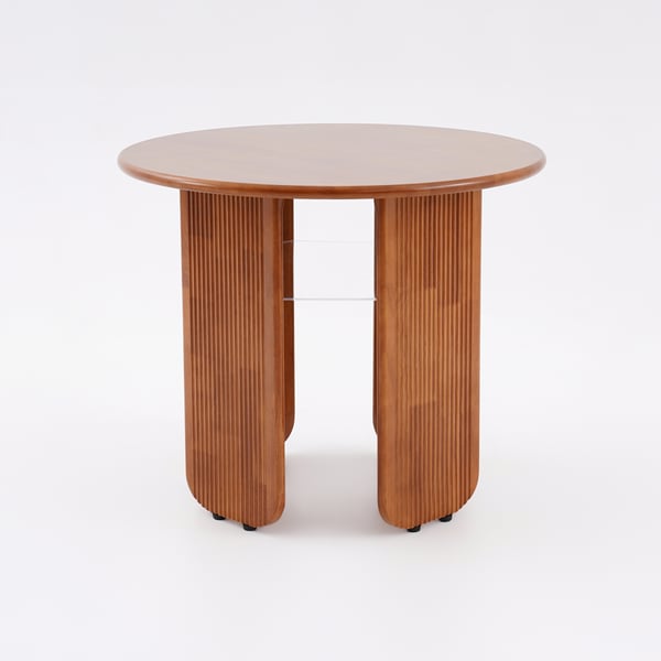 35" Japandi Storage Dining Room Table Cherry Round Wood Table for 4 Person