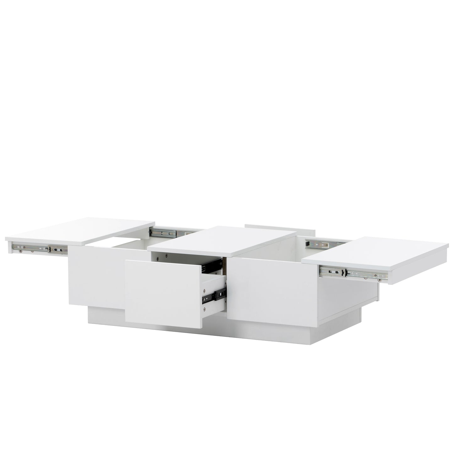 [VIDEO provided] ON-TREND Coffee Table with 2 large Hidden Storage Compartment, Extendable Cocktail Table with 2 Drawers, High-gloss Center Table with Sliding Top for Living Room, 39.3"x21.6", White