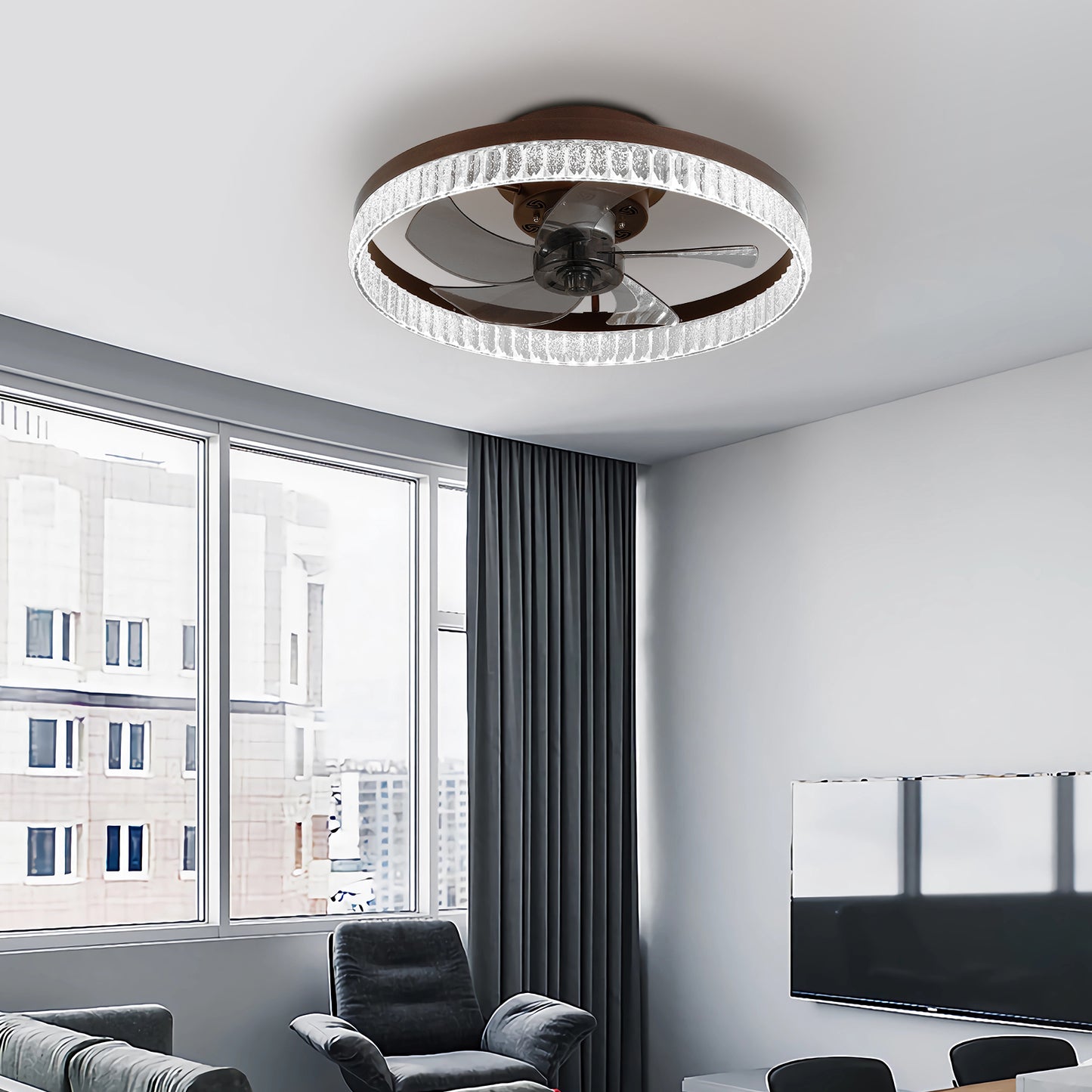 Minimalist LED Ceiling Fan with Lights - Remote-Controlled Modern Fan for Bedroom & Living Room