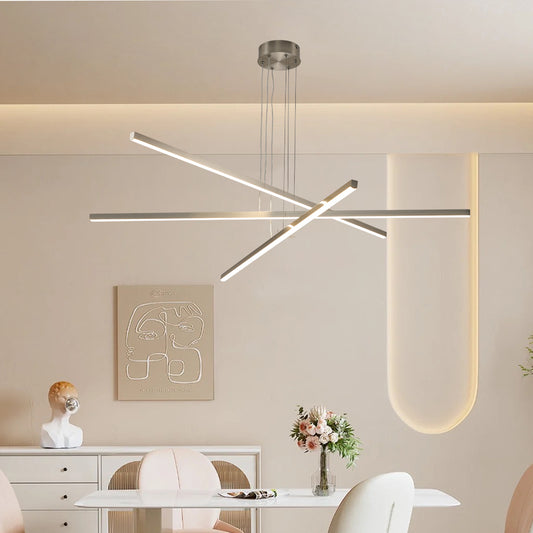 Silver Integrated LED Pendant Light Fixture - Contemporary Lighting for Living Areas