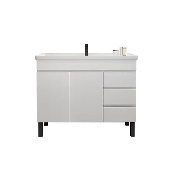 36 Inch Modern White Bathroom Vanity Ceramics Single Sink Freestanding with 3 Drawers