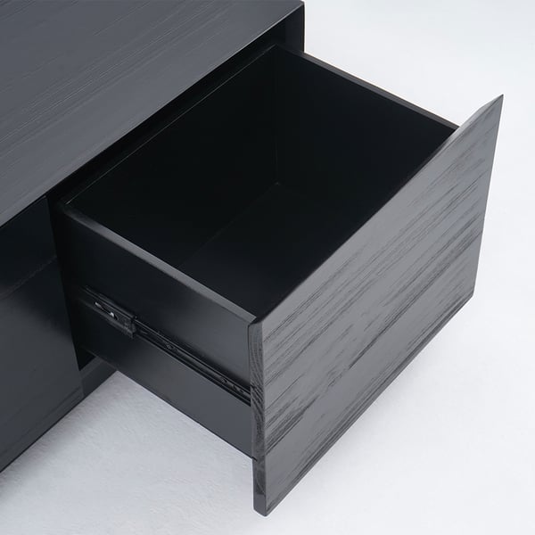 Japandi Wooden Black Coffee Table Square with 4 Drawers in Pine Wood