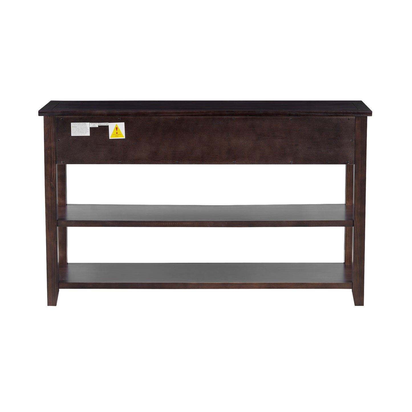 TREXM Retro Design Console Table with Two Open Shelves, Pine Solid Wood Frame and Legs for Living Room (Espresso)