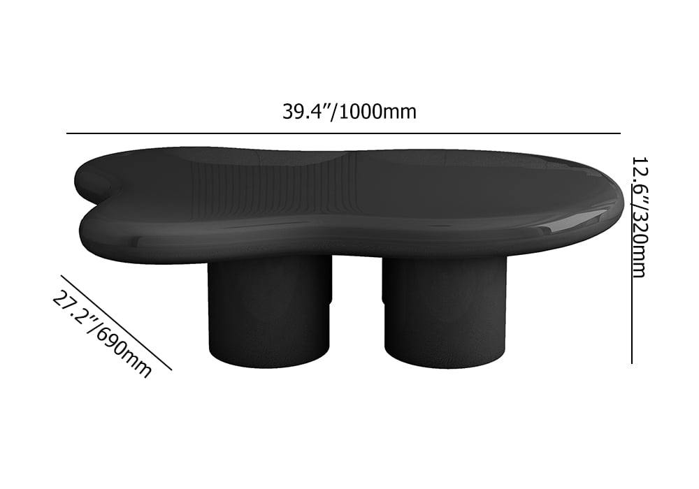 39 Inches Black Modern Smooth Wood Abstract Coffee Table with 4 legs