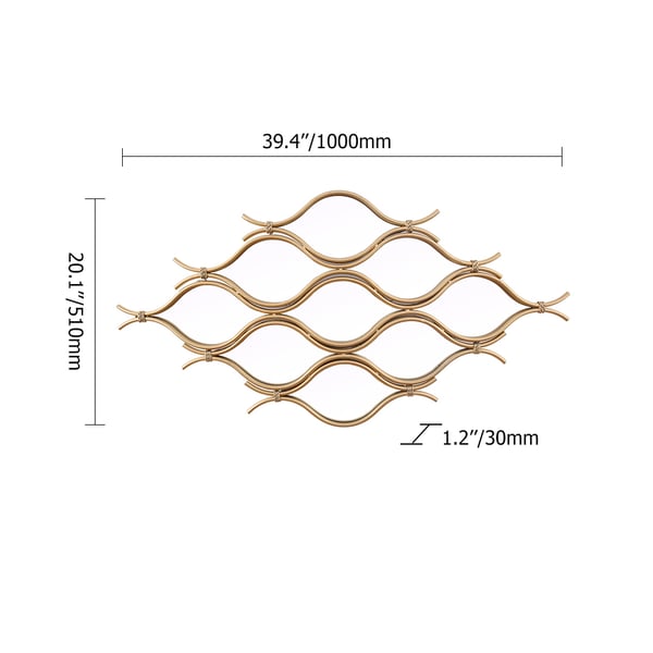 Miroir mural abstrait en métal doré géométrique irrégulier Glam de 39,4 po pour l'entrée