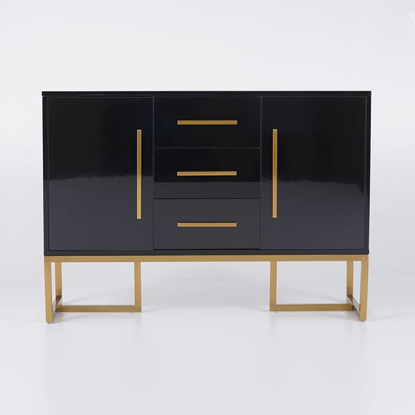 Black 47 Inches Wood Kitchen Sideboard with Drawers Modern Sideboard Buffet