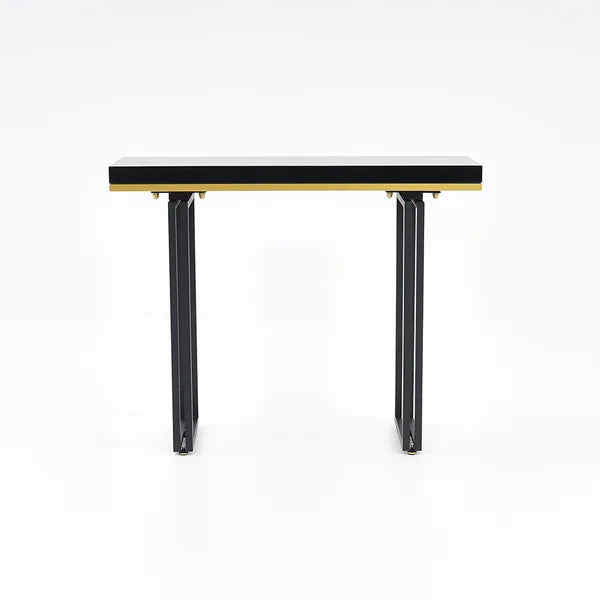 39 Inches Entry Accent Table Narrow Console Table Black Solid Wood & Metal in Small
