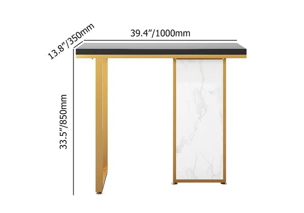 Modern Rectangular Console Table with Wooden Top Entryway Table#Black&White