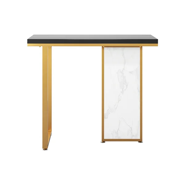 Modern Rectangular Console Table with Wooden Top Entryway Table#Black&White