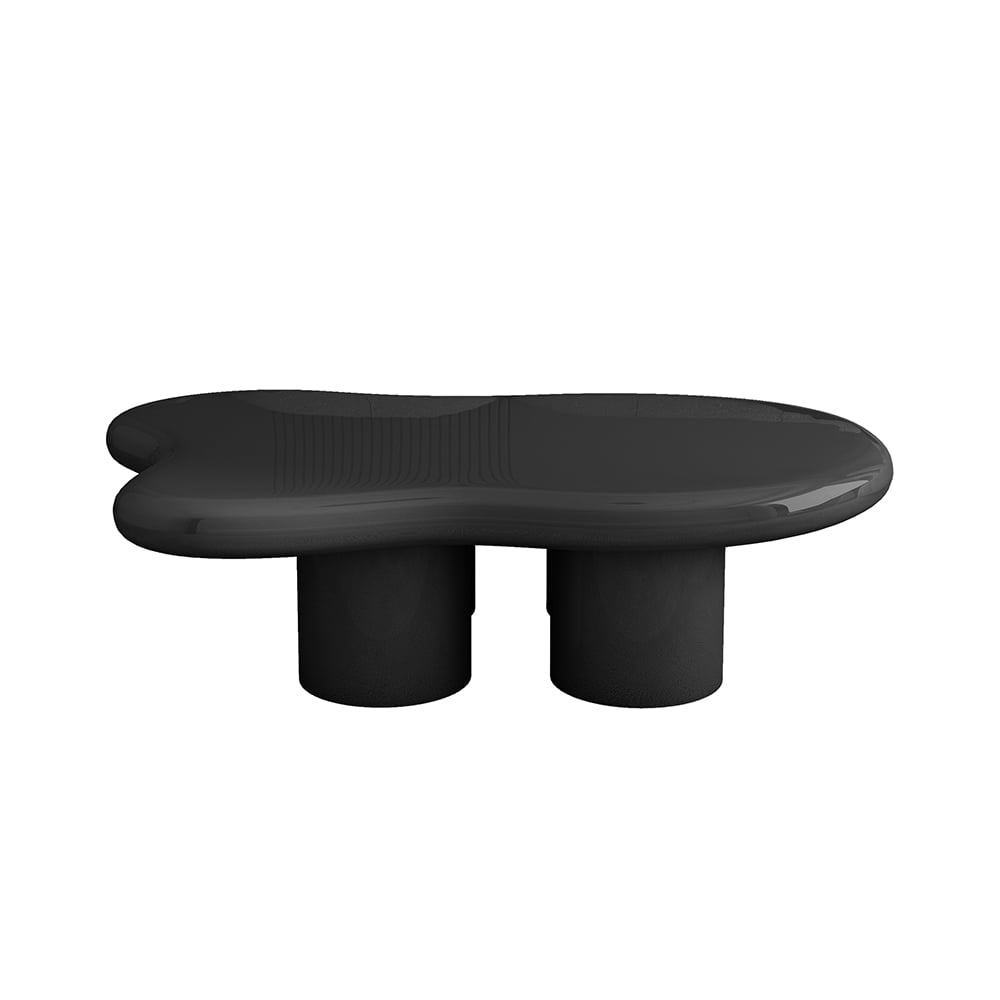 39 Inches Black Modern Smooth Wood Abstract Coffee Table with 4 legs