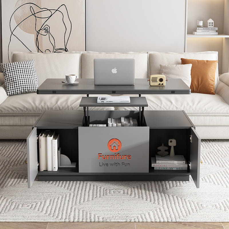 Modern Gray Multifunctional Square Lift-top Coffee Table with Storage with Furnifure Gift