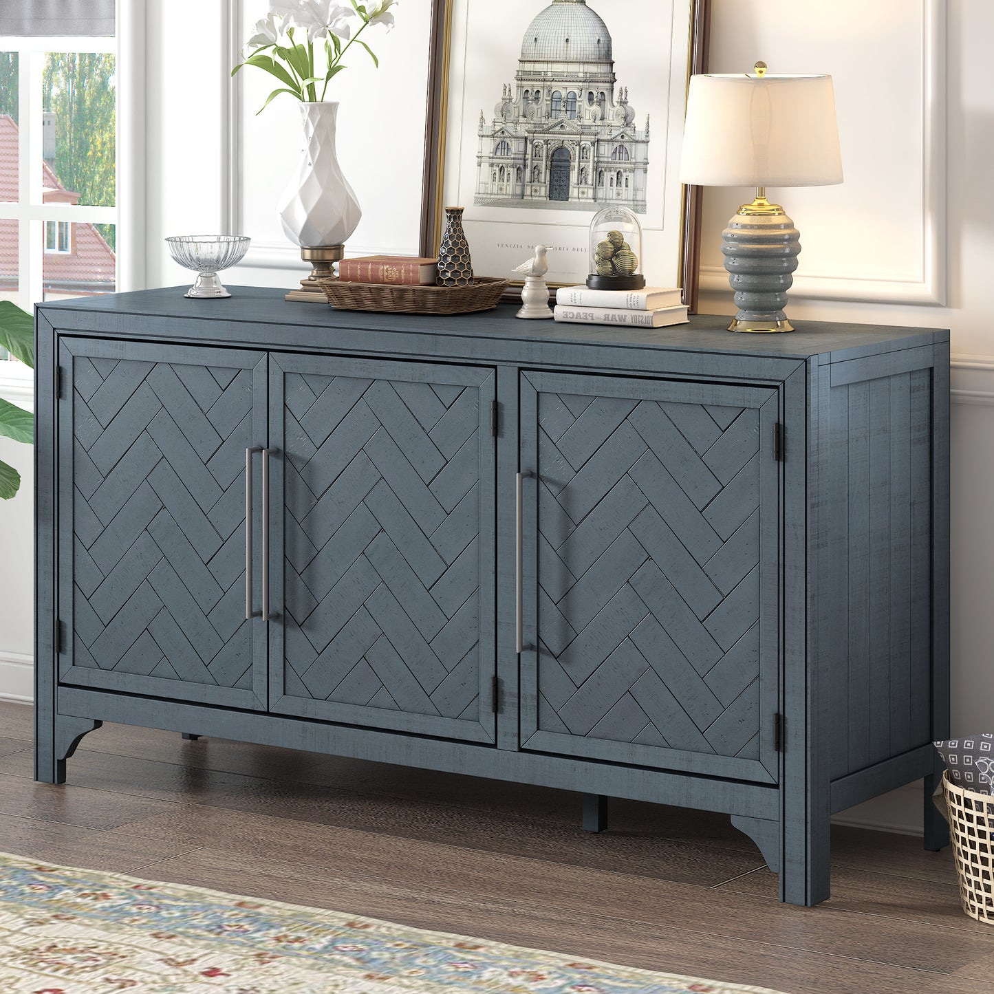 Stylish Designed Sideboard Storage Cabinet with Adjustable Shelves - Ideal for Living Rooms and Entrances