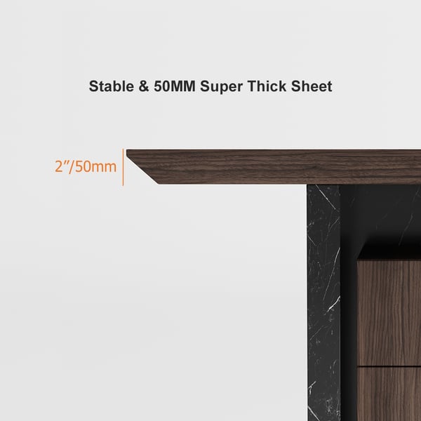 Modern Wooden Desk Walnut Home Office Desk with Filing Cabinet