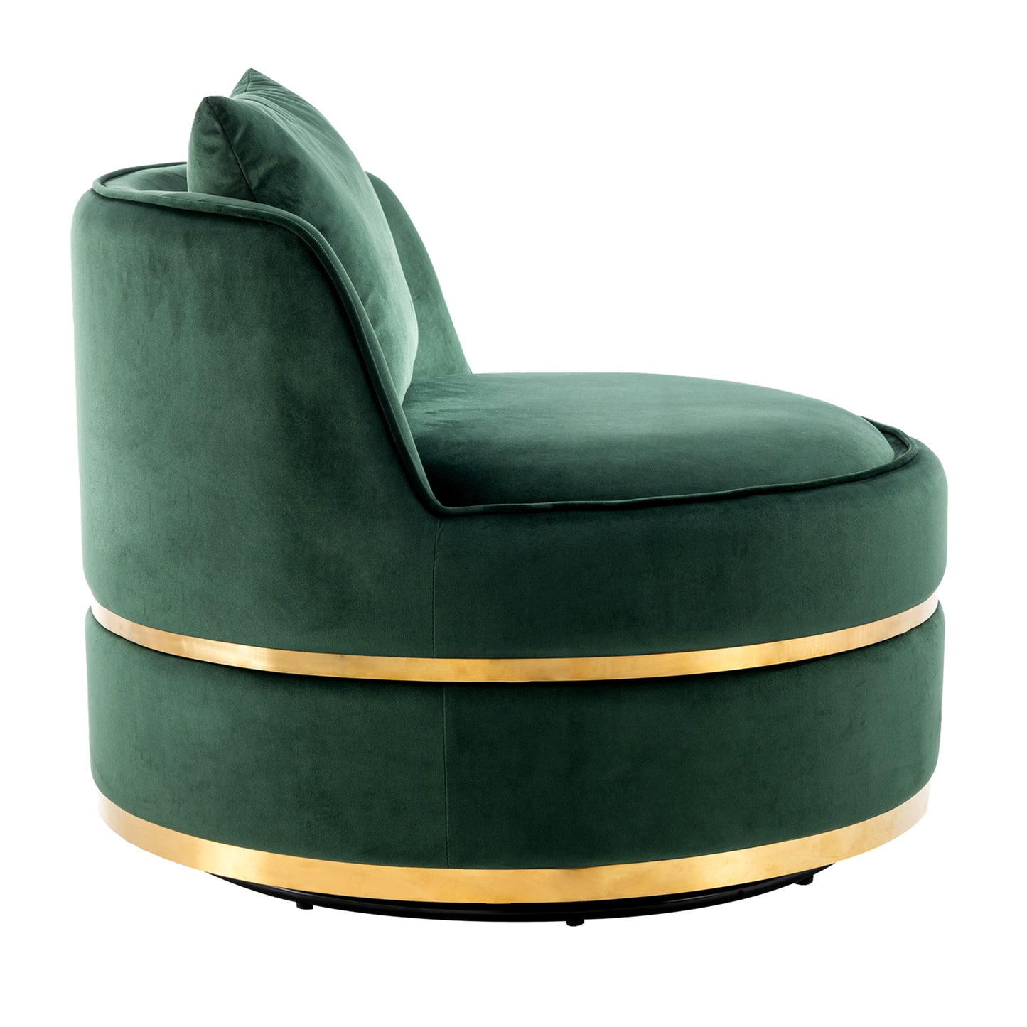 360 Degree Swivel Accent Chair Velvet Modern Upholstered Barrel Chair Over-Sized Soft Chair with Seat Cushion for Living Room, Bedroom, Office, Apartment, Green