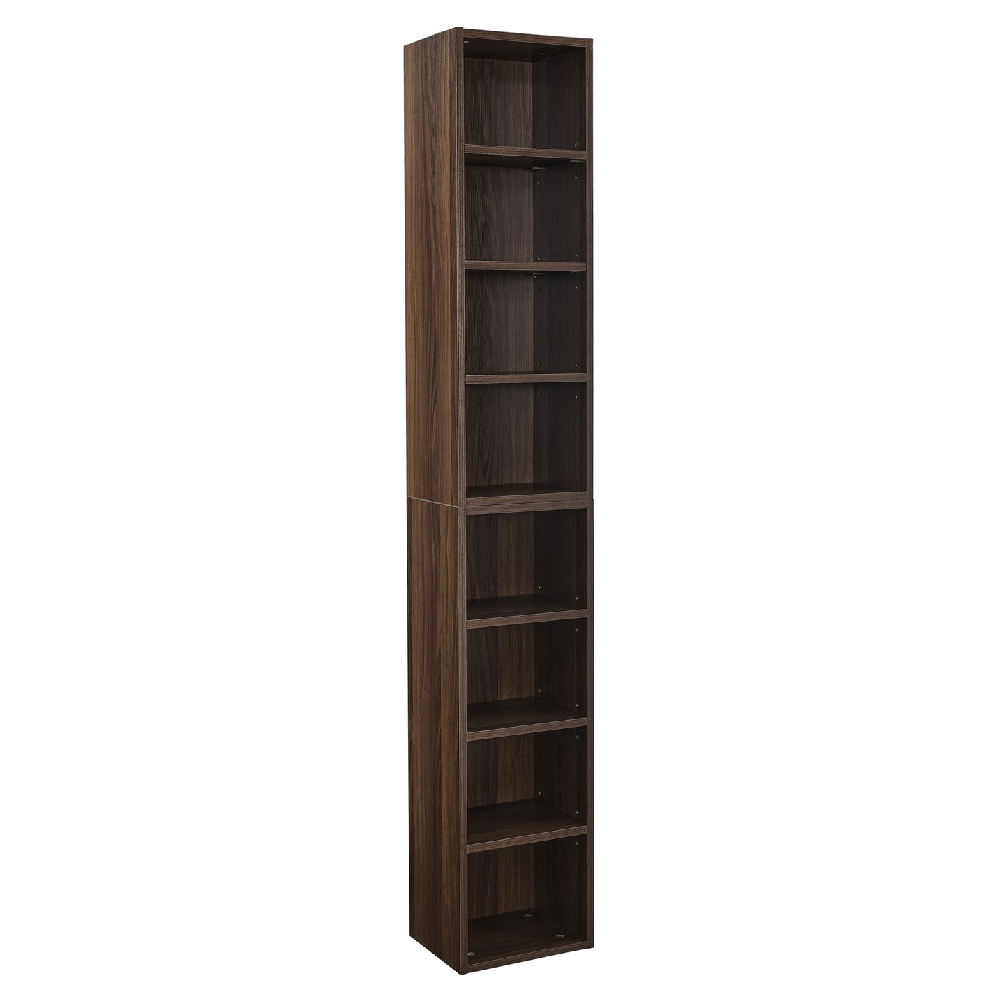 Support de tour multimédia à 8 niveaux, armoire de rangement mince pour CD DVD avec étagères réglables, bibliothèque haute et étroite pour le bureau à domicile, bibliothèque multifonctionnelle à deux étages