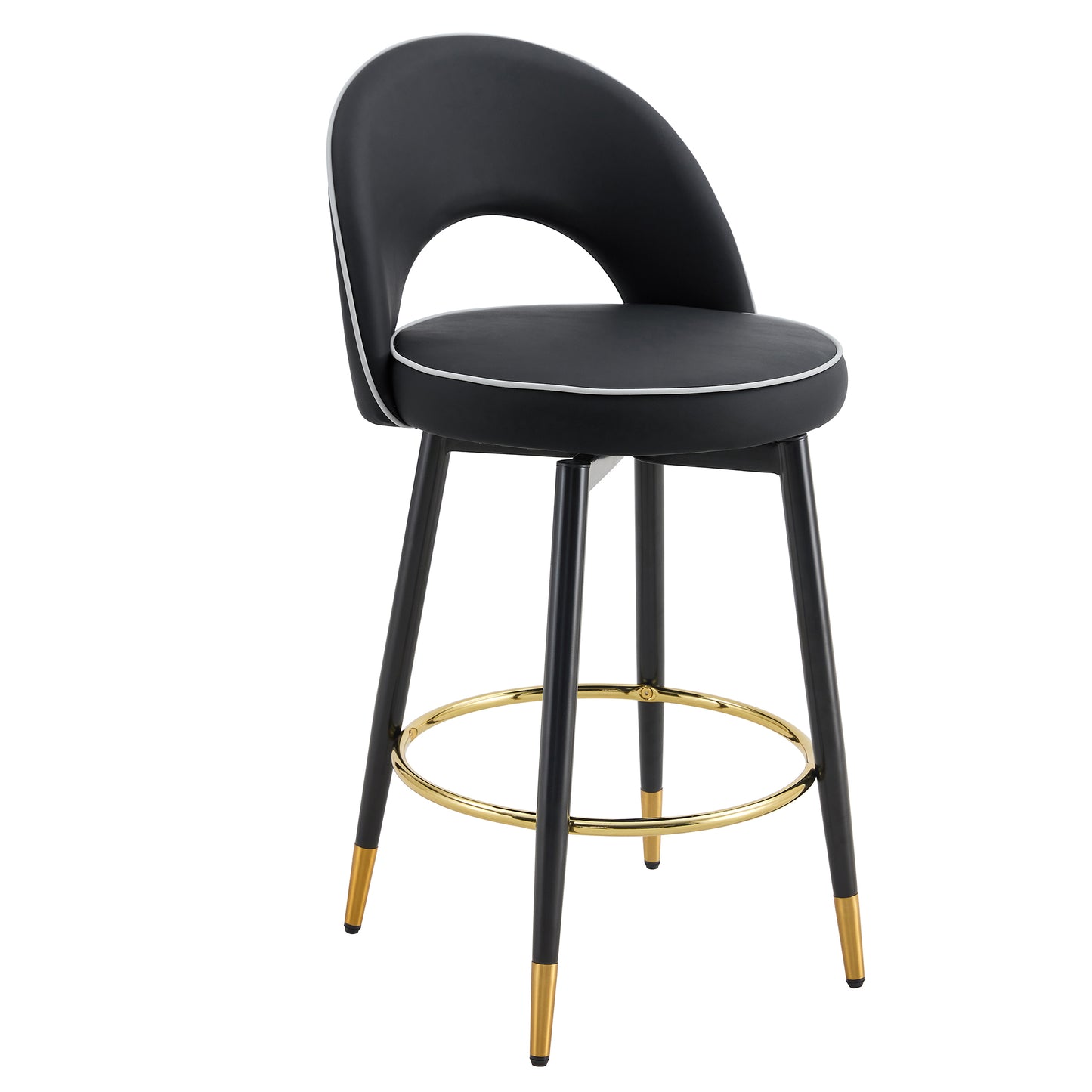 Contemporary 360° Rotatable Bar Chair Set of 2 - PU Upholstered with Beautiful Metal Legs Great for Dining Room