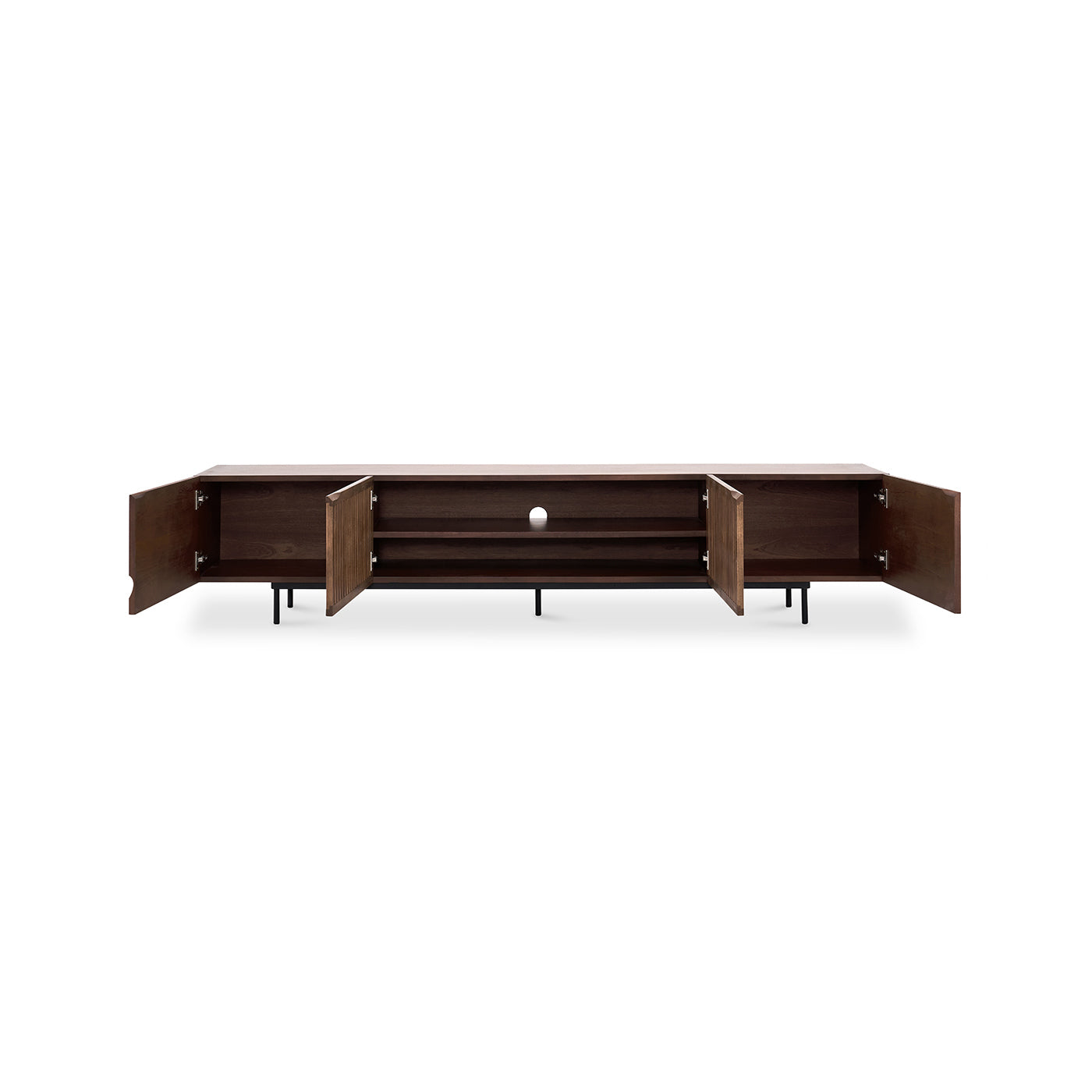 Black and Walnut Color Mid-Century Walnut Wood TV Stand 62.9 x 15.7 x 18.8 in